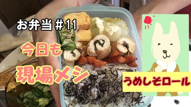 【お弁当】＃１１ささみの梅しそ巻き弁当【現場メシ】
