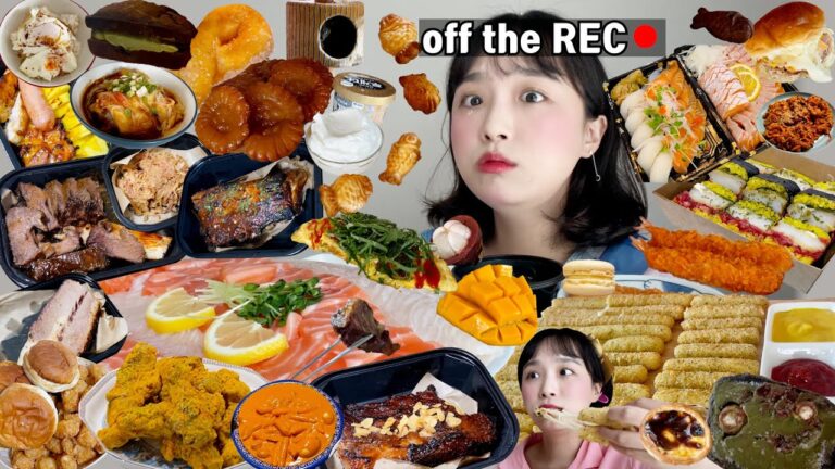 [옾더레] 아니 내가 이렇게나 많이 먹었다고..?🙄 | 역대급 분량조절 실패 | 약과생크림,연어회,광어회,롯데리아치즈스틱,딱새우김밥,제육볶음,초밥,꽈배기,간장계란밥,바베큐,붕어빵