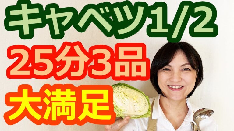 キャベツ１／２が２５分で３品に！１人150円で大満足の夕食レシピ【①キャベツメンチカツ②ザワークラフト③コールスローサラダ】阪下千恵