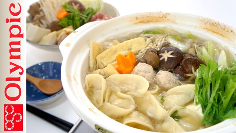 オリンピックの超簡単レシピ　★モランボン×美味赤どりー水餃子入り塩ちゃんこ鍋　モランボンの鍋スープの素とつみれ団子♪