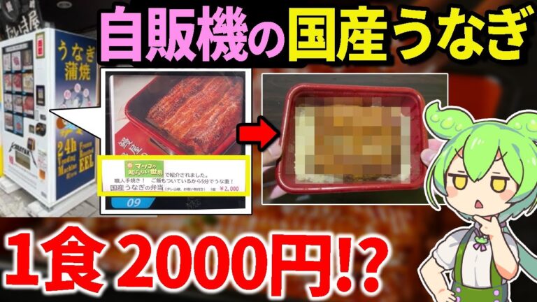 【自腹レビュー】自販機の国産うなぎ！「マツコの知らない世界」でも紹介された一食2000円のクオリティーはいかに...【ずんだもん＆ゆっくり解説】