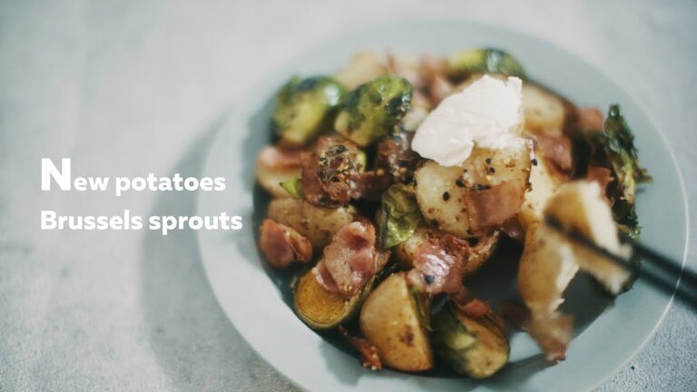 季節の野菜を使った料理、芽キャベツと新じゃがのジャーマンポテト