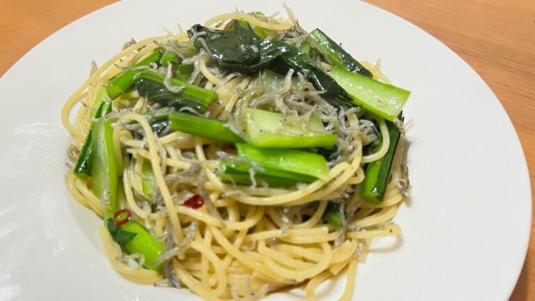 【1分でわかる】ちりめんじゃこと小松菜のパスタ
