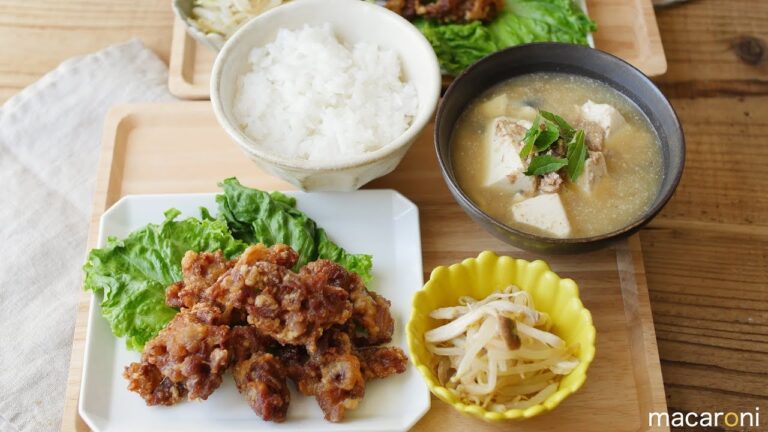 【30分毎日定食】包丁いらずで３品！ 豚こま 唐揚げ 定食 のレシピ 作り方