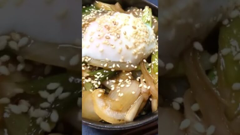 【ズボラ料理】なすとネギと玉ねぎの炒め丼。