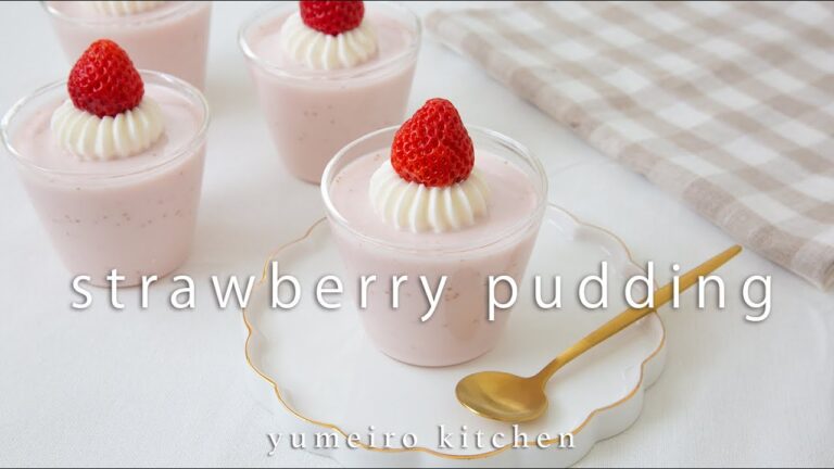 いちごミルクプリンの作り方🍓混ぜて冷やすだけ簡単！strawberry pudding