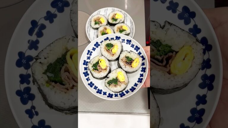豚肉と玉子焼きとほうれん草の巻き寿司を作ってみた！