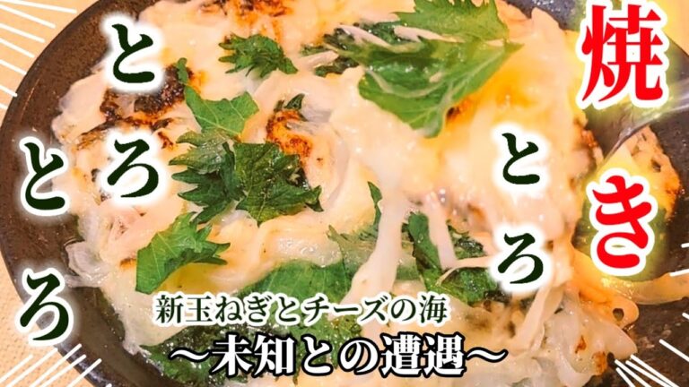 このトロトロ癖になる！混ぜて焼くだけ！新玉ねぎとチーズのとろとろ焼き/やみつきおつまみ/西京味噌/ワンパン簡単レシピ/大葉大量消費