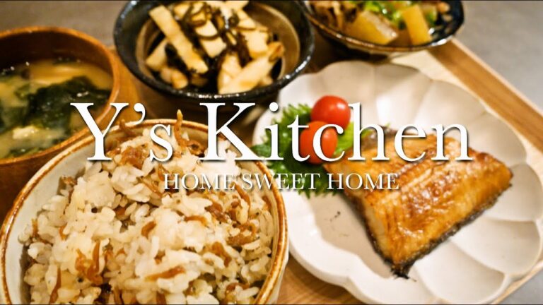 【夜ごはん】ほっけ焼き＆牛肉と大根の旨煮＆長芋の塩昆布和え＆豆腐とわかめの味噌汁