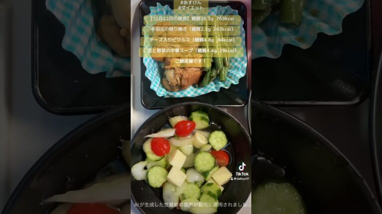 【12/22昼食】手羽元の照り焼き他