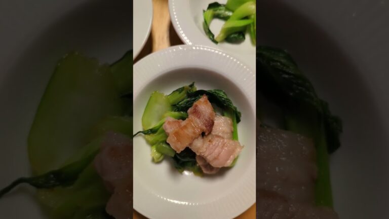 青梗菜とニンニク豚バラ炒め