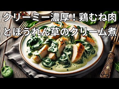 クリーミーで濃厚！鶏むね肉とほうれん草のクリーム煮#簡単レシピ #クリーム煮 #鶏むね肉 #ほうれん草 #家庭料理 #おかず #ヘルシーレシピ