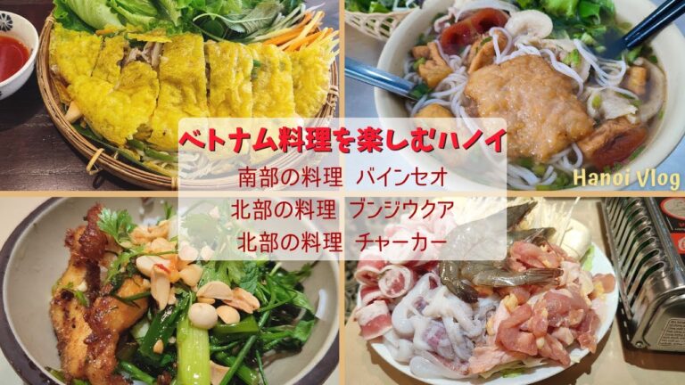 2024年11月のハノイ／ベトナム風お好み焼きバインセオ、カニ出汁麺ブンジウクア、白身魚の揚げ焼きチャーカー／ハノイ旧市街のベトナム料理