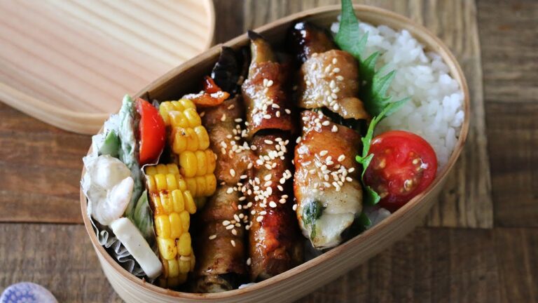 【お弁当作り】たった３品の茄子の豚シソ巻き弁当bento＃612
