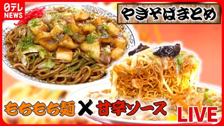 【焼きそばまとめ】ジャガイモ入りモチモチ太麺焼きそば / 大満足！1.1キロのデカ盛り硬焼きそば / 手塚治虫も愛した13種類の具材のうま味たっぷり"特製焼きそば" など （日テレNEWSLIVE）