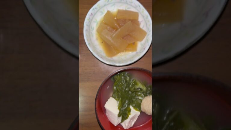 出勤前の朝食【ブルダック麺ヤンニョムチキン味と目玉焼きと大根の煮物と鶏団子汁とご飯】です。 #歌ってみた #music #ブルダック炒め麺