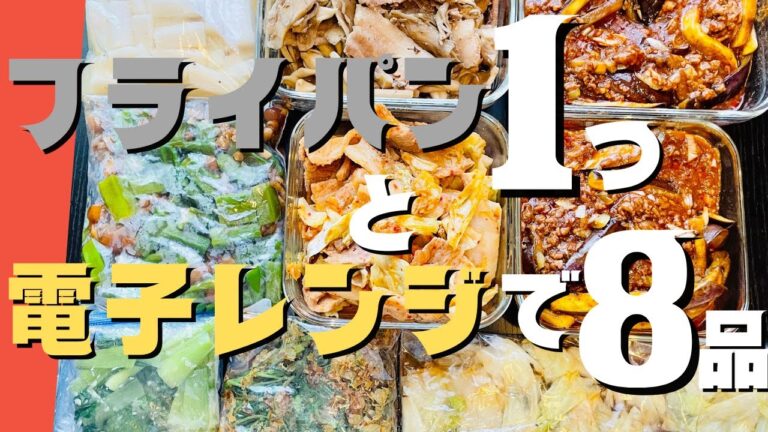 【最低限で出来る】50分で8品作り置き！使うのはフライパンと電子レンジだけ【作り置き実況：66】
