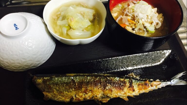 【ご飯】作る。ひき肉と白菜の柚子胡椒餡、秋刀魚【料理】