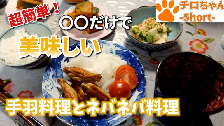 とある日の夕食ばあちゃんの手羽料理とネバネバサラダ。４K＃shorts