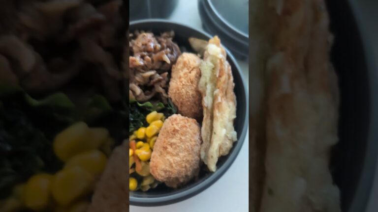 今日の男子高校生保温お弁当！牛しぐれ煮、コロッケ、ちくわ磯辺揚げ、ほうれん草コーン人参バター炒め2024.6.5