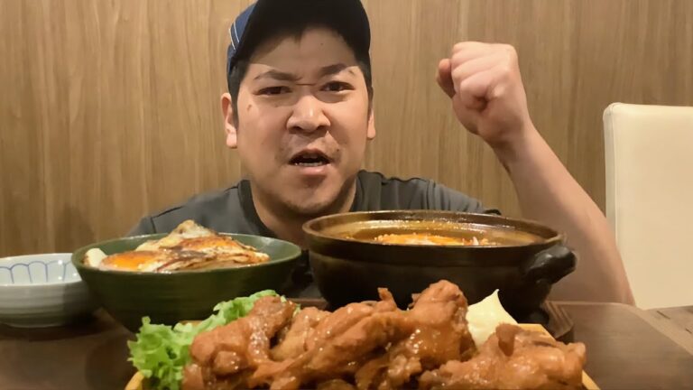 大好物目玉焼き丼と手羽元のさっぱり煮、ピリ辛ラーメン【ASMR】