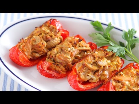 ツナとマッシュルームのパプリカボート