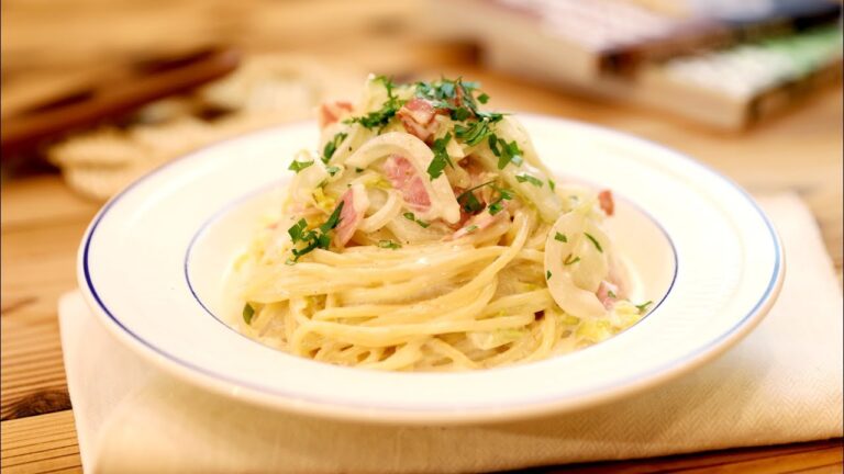 白菜とベーコンのうま塩クリームパスタ