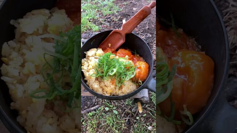 #shorts　camp food ズボラキャンプ飯[ソロキャンプ]激ウマのエビチリチャーハン