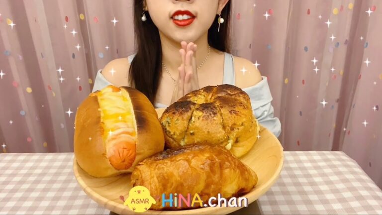 ASMR EATING SOUNDS | 咀嚼音 | パン🥖盛り合わせ(チーズホットドッグ🌭、クリームガーリックパン、サトイモデニッシュ🥐) |吃播 | 먹방 | NO TALKING