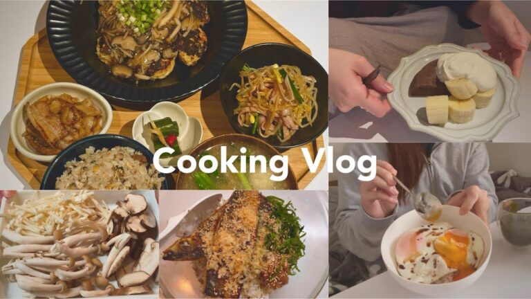 【ご飯Vlog】鶏つくねきのこあんかけ🍄‍🟫目玉焼きご飯🍳ダイエットチョコケーキ🎂鯖ご飯🐟