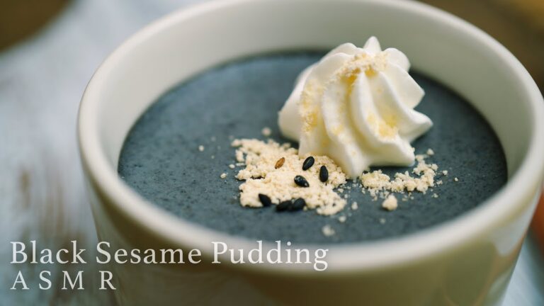【ASMR】濃厚黒ごまプリンの作り方（レシピ）｜4K｜How to make Black Sesame Pudding  (recipe）｜ミキサーで簡単、炒りゴマから作る、胡麻プリン！！