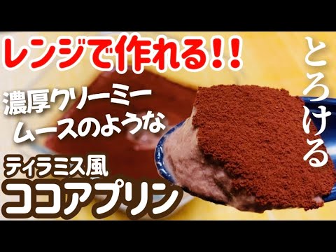 【レンジで簡単】ムースのような濃厚ティラミス風ココアプリン【ヘルシースイーツ】【低カロリー/低糖質】