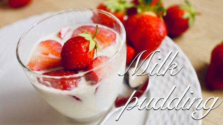 【苺の牛乳プリン】作業時間5分！超簡単！！手軽に作れるミルクプリン✨/How to make Milk pudding【簡単料理】