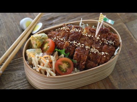 【お弁当作り】簡単スタミナソースカツ丼弁当bento＃517