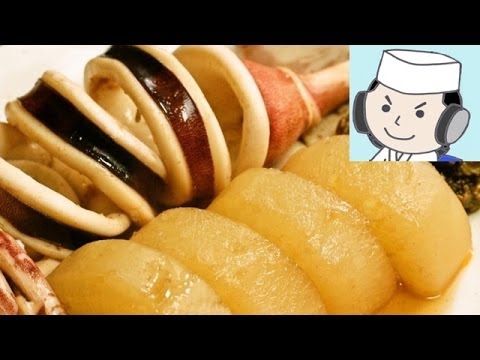 イカ大根(焼き肝添え♪　Simmered squid with daikon♪