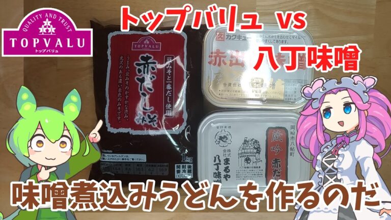 【赤いトップバリュvs八丁味噌】味噌煮込みうどんを作るのだ【ずんだもん実況】