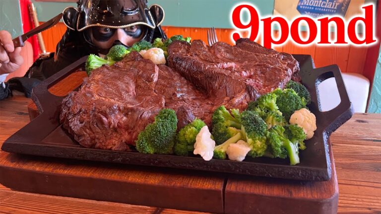 【大食い】極厚極ウマ塊肉!!肉汁しみしみデカ盛りガーリックライスで迎え撃つ!!【ねこ娘とねずみ男】【武士飯】