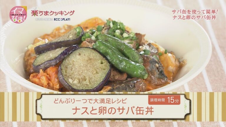 ナスと卵のサバ缶丼