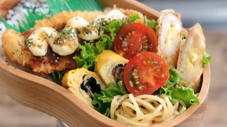 【お弁当　白身魚のフライ弁当】ENG sub lunch box bento 卵焼きアレンジ　たらこバターパスタ