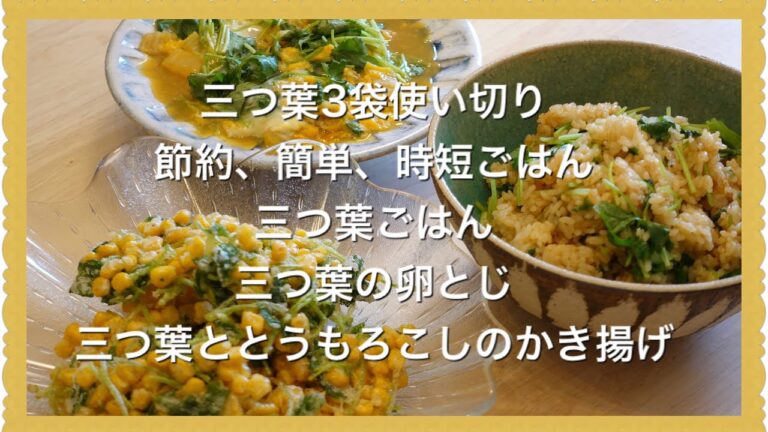 【三つ葉3袋使い切り、大量消費】3品、かき揚げ、混ぜごはん、卵とじ、献立 Japanese cooking Recipe