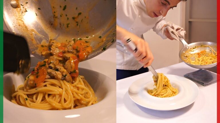 【100円のトングで上手に盛り付ける方法！】マキアートなあさりのパスタ！？【Spaghetti alle Vongole Leggermente Macchiato】