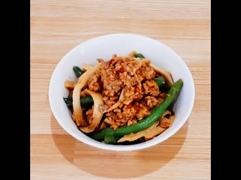 レンジでひき肉いんげんエリンギ(ピリ辛)が簡単に作れます☆彡 #Shorts