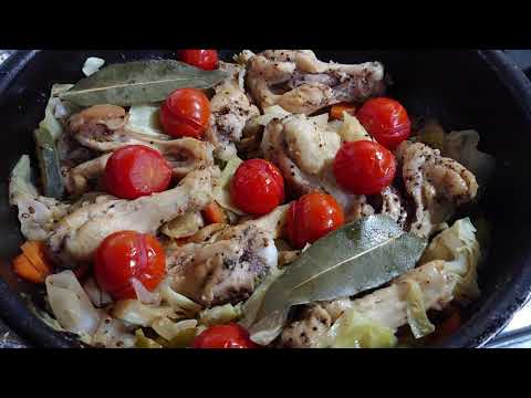 手羽元とトマト、キャベツのマスタード煮。長寿食です。