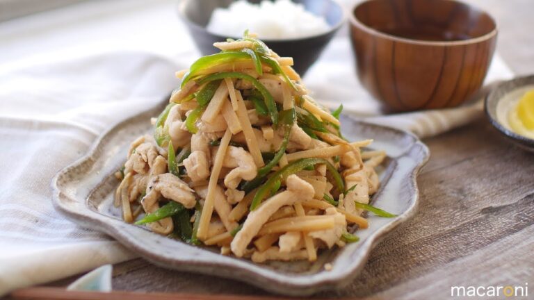 やみつきレンジおかず！ 鶏むね肉で チンジャオチキンロースーの レシピ 作り方