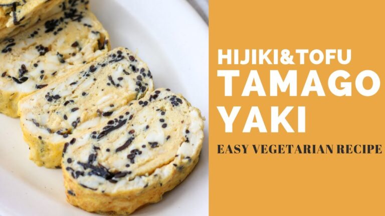Tofu and Hijiki Tamagoyaki (Japanese Rolled Omelet) | 豆腐とひじきの卵焼き