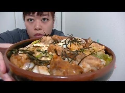 【大盛り】超ネギだく唐揚げの卵とじ丼【きざみ海苔最高】