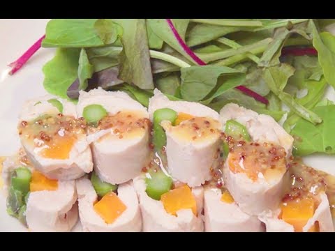 【118kcal】ささみロールのレンジ蒸しハニーマスタードソース添え