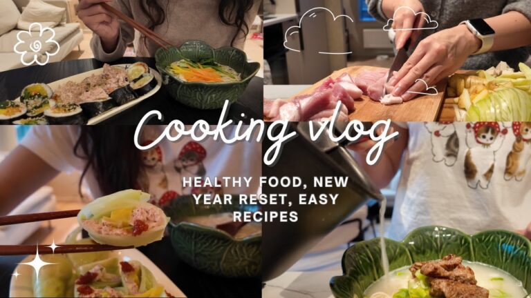 Weekly Cooking Vlog-Healthy New Year Reset Cooking, Tuna Cabbage Rolls, Kimbap, Healthy Noodle soup🌸