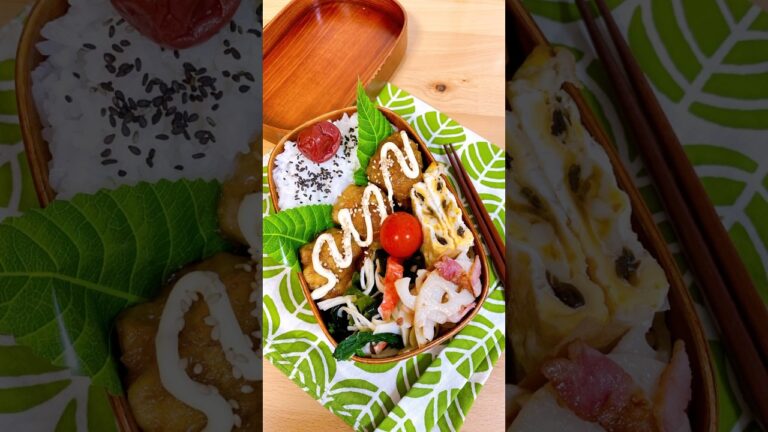 62歳のオッサンに作る愛妻弁当🍱＊照りマヨチキン＊半月目玉焼き＊わかめとほうれん草のおひたし＊蓮根の塩きんぴら#お弁当 #旦那弁当 #お弁当詰め方 #obento