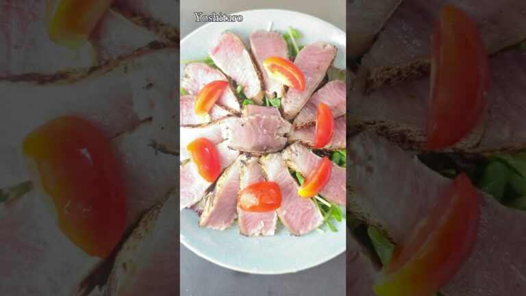 簡単ひと手間で極上サラダ!!箸が止まらない!!【ブリのたたきサラダ】《grilled yellowtailfish salad 》